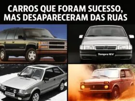 Carros que foram sucesso mas desapareceram das ruas – montagem com Fiat Tempra, Chevrolet Grand Blazer, Ford Escort XR3 e Lada Niva