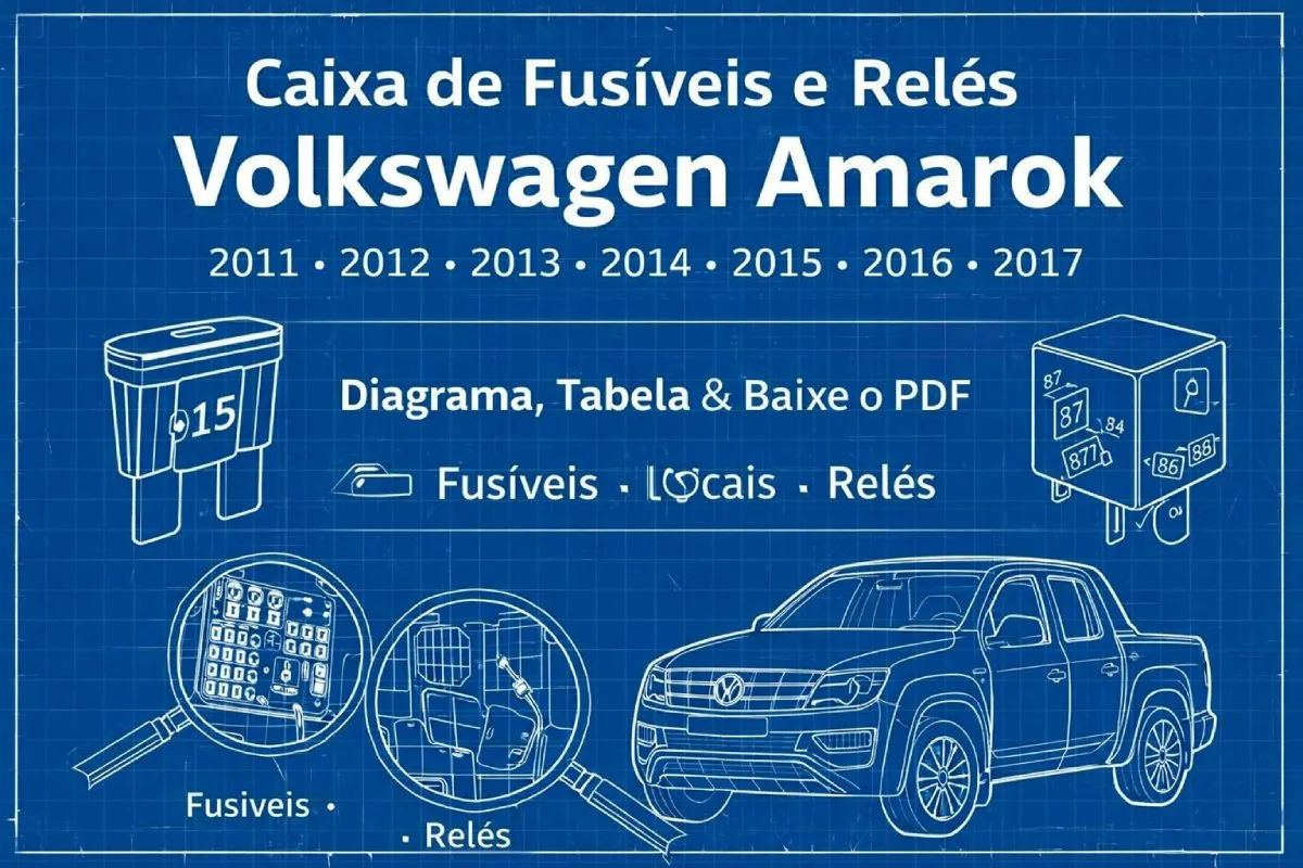 Caixa de fusíveis e relés da Volkswagen Amarok 2011 a 2017 (diagrama em PDF)