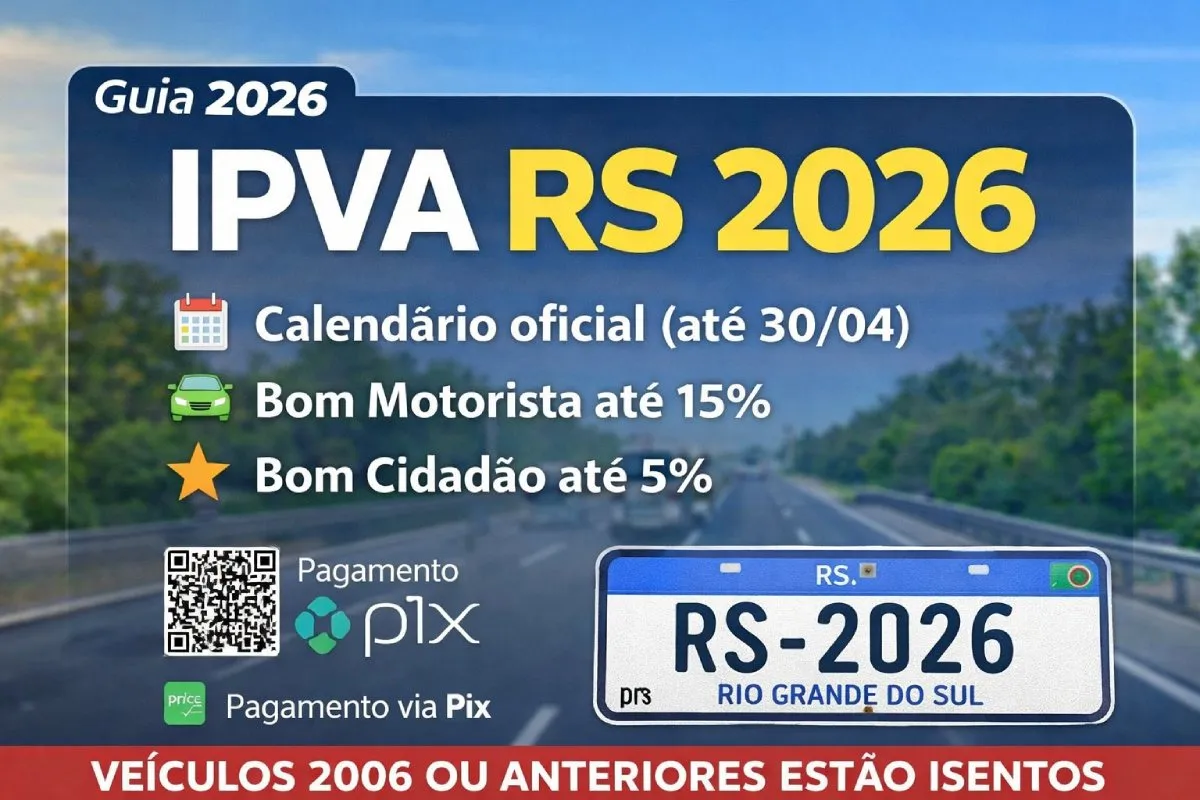 IPVA RS 2026: calendário oficial, descontos e pagamento por Pix no Rio Grande do Sul