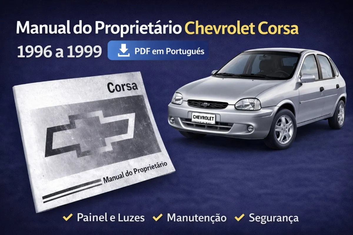 Manual do proprietário do Chevrolet Corsa 1996 a 1999 em PDF com informações de uso e manutenção