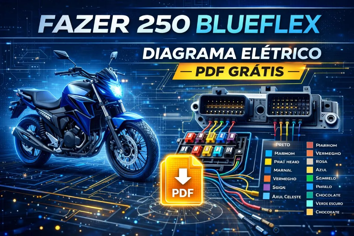 Diagrama Elétrico Yamaha Fazer 250 BlueFlex (PDF Grátis) | Fusíveis, Relés e Injeção