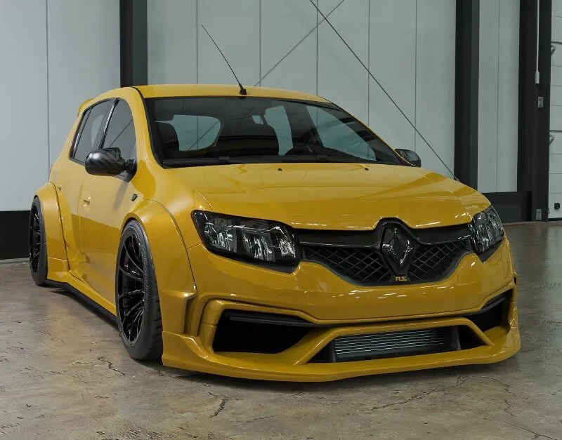 Renault Sandero RS Rebaixado com Body Kit Wide – Fotos do Projeto (Render 3D)