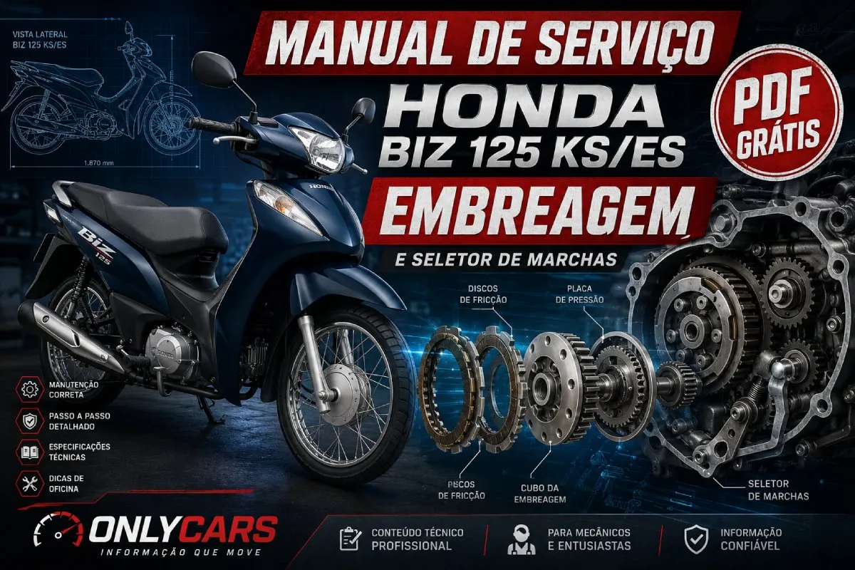 Manual de serviço Honda Biz 125 KS ES embreagem e seletor de marchas em PDF