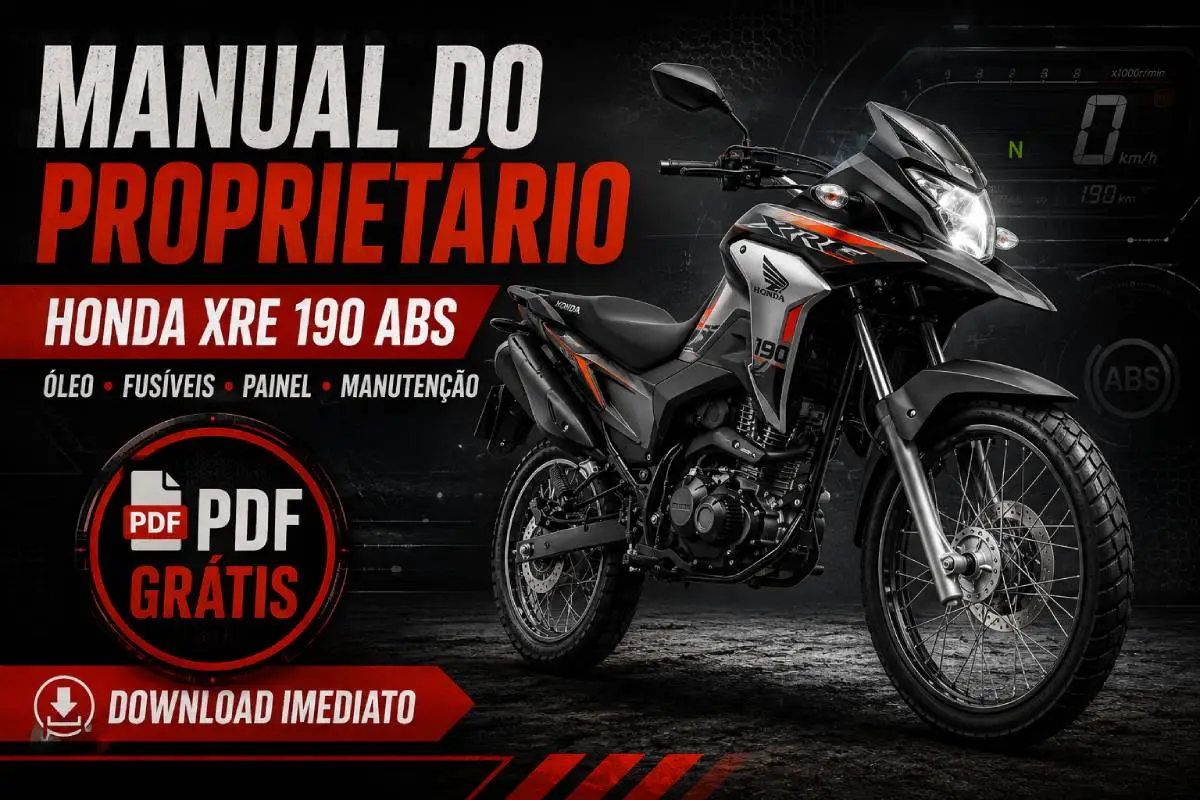 Manual do Proprietário Honda XRE 190 PDF com informações de óleo, fusíveis e manutenção