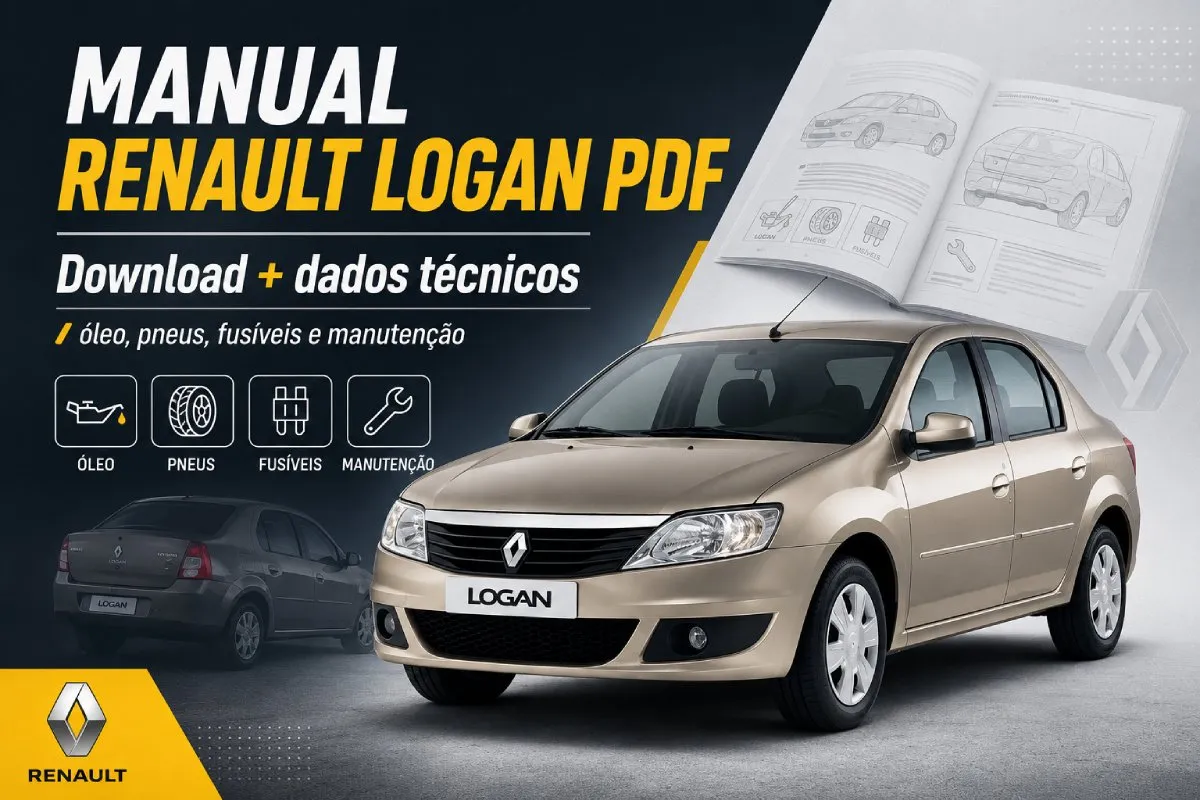 Manual do Proprietário Renault Logan PDF com informações de óleo, pneus, fusíveis e dados técnicos