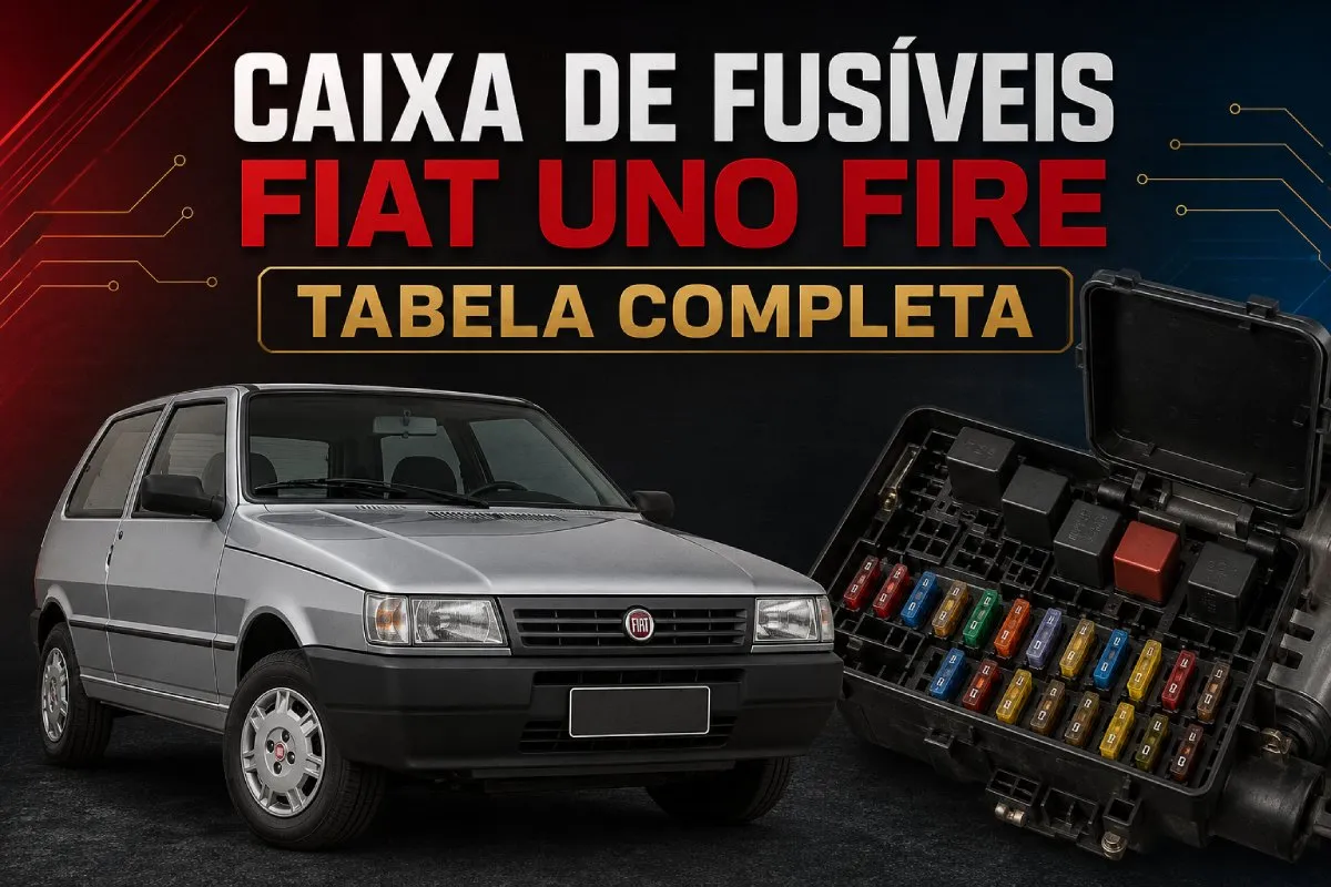 Caixa de fusíveis do Fiat Uno Fire com tabela completa