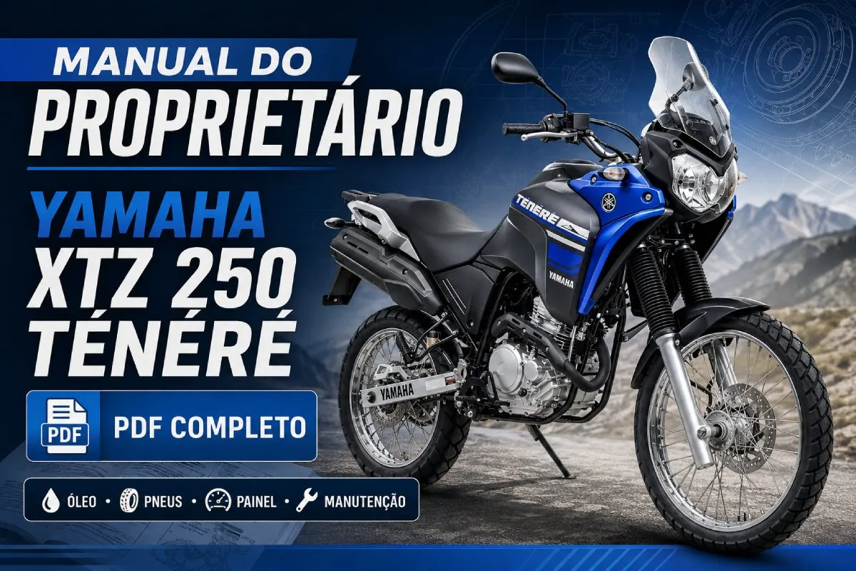 Manual do Proprietário Yamaha XTZ 250 Ténéré PDF com óleo, pneus, painel, fusíveis e manutenção