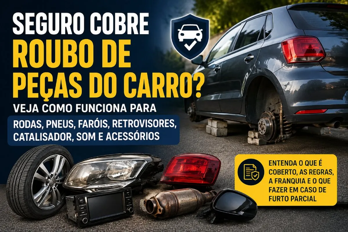 Seguro cobre roubo de peças do carro como rodas, faróis e catalisador