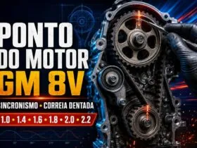 Ponto e sincronismo dos motores GM 8V com correia dentada e marcas de alinhamento