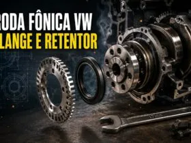 Montagem da roda fônica, flange e retentor dos motores Volkswagen