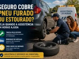 Seguro cobre pneu furado ou estourado e assistência 24 horas