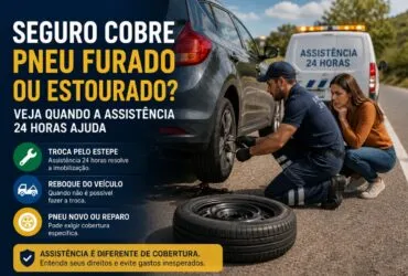 Seguro cobre pneu furado ou estourado e assistência 24 horas