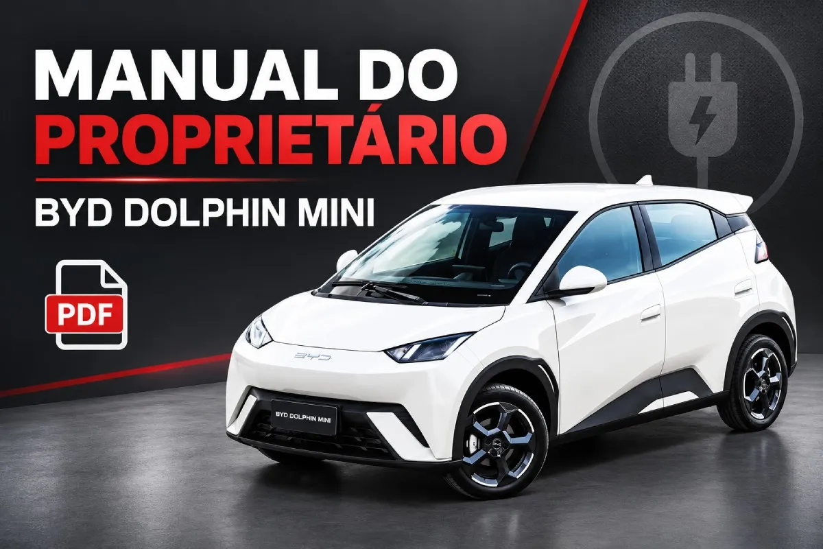 BYD Dolphin Mini branco na capa do manual do proprietário em PDF