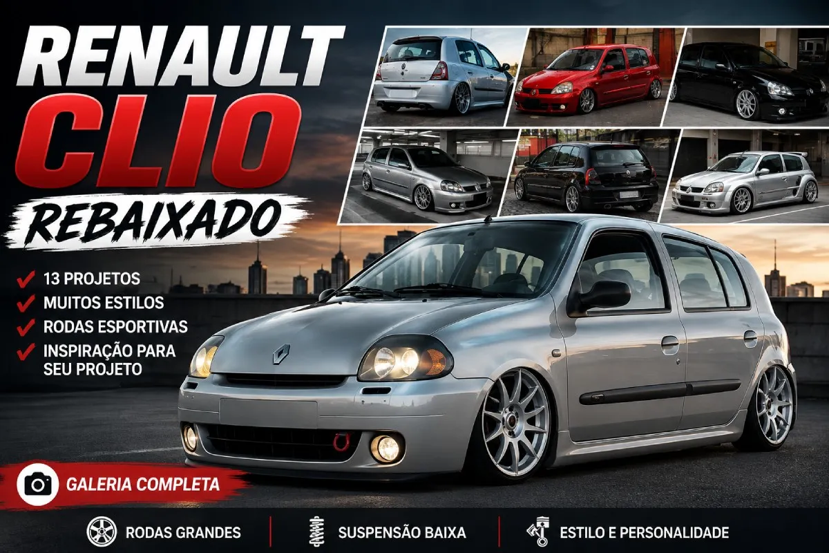Renault Clio rebaixado em coletânea com 13 projetos personalizados