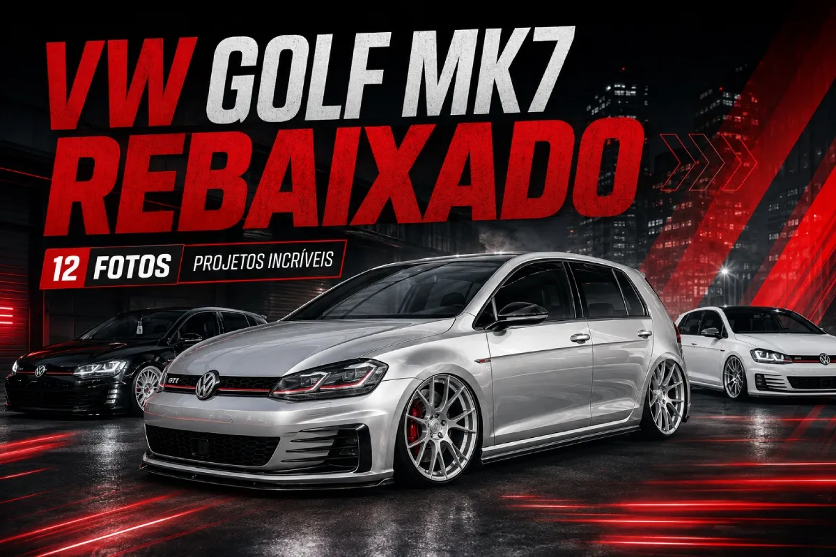 VW Golf MK7 rebaixado em coletânea com diferentes projetos personalizados