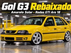 Gol G3 rebaixado Amarelo Solar com rodas GTI aro 18