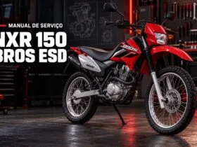 Honda NXR 150 Bros ESD vermelha em oficina para manual de serviço