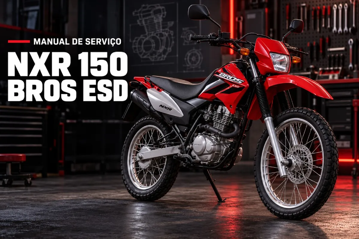 Honda NXR 150 Bros ESD vermelha em oficina para manual de serviço