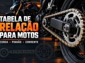 Tabela de relação para motos com coroa, pinhão e corrente