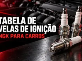 Velas de ignição NGK para carros ao lado de um motor
